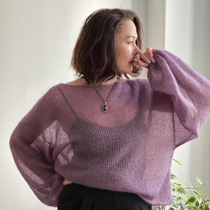 Pavučinka. Kid mohér a hedvábí. Lehký svetr